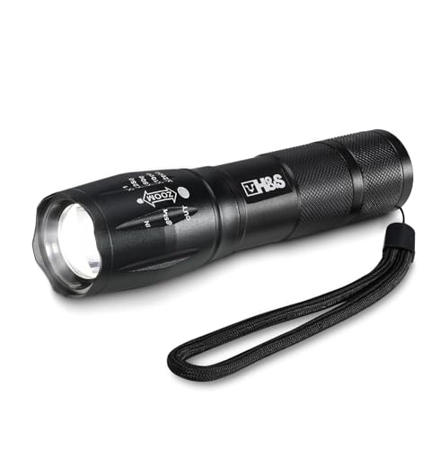 HST H&S T6 LED Super Bright Flashlight - Waterproof Tactical Flash Light with 5 Brightness Modes - 3 x AAA Batteries Included - Image 1
