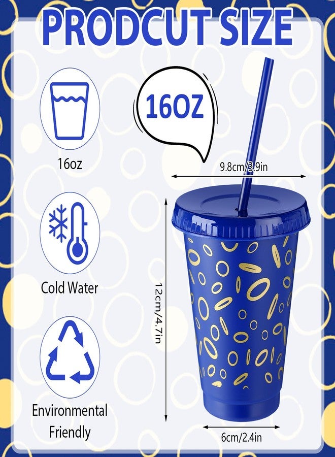 Jingmore 24 Pcs Blue and Golden Rings Plastic Cups for Birthday Party Decoration Cartoon Video Game Theme 16 oz Tumblers with Lid and Straw - Image 2