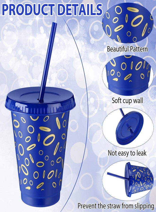 Jingmore 24 Pcs Blue and Golden Rings Plastic Cups for Birthday Party Decoration Cartoon Video Game Theme 16 oz Tumblers with Lid and Straw - Image 3