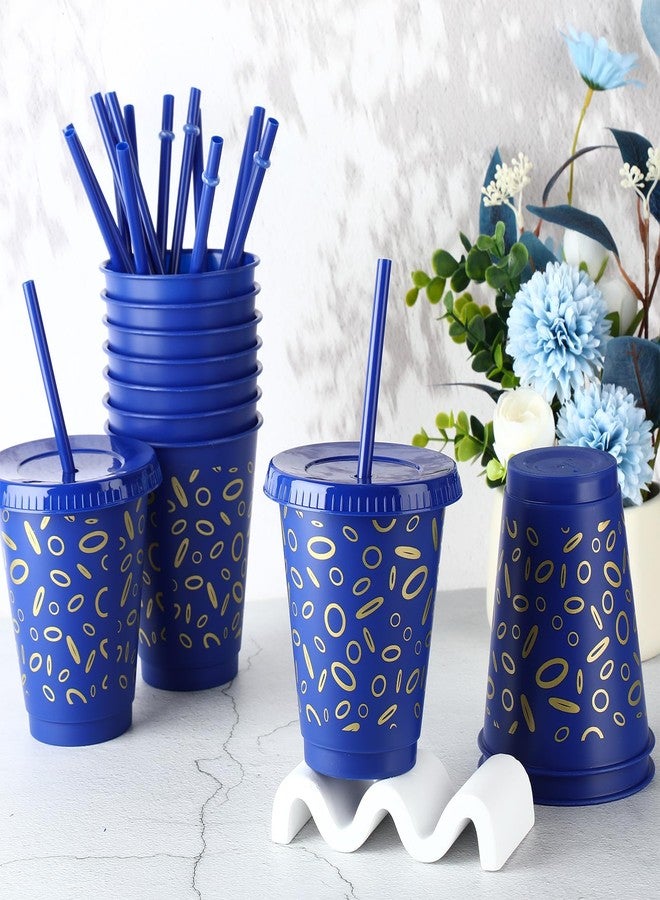 Jingmore 24 Pcs Blue and Golden Rings Plastic Cups for Birthday Party Decoration Cartoon Video Game Theme 16 oz Tumblers with Lid and Straw - Image 4