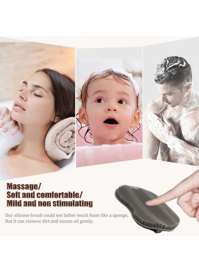 HOMMIESAFE Pure Silicone Body Massage Brush Body Wash Bath Shower Tool, Soft Texture Anti-Bacterial Mildew-Free, Exfoliating Skin Spa Massage Scrubber (Gray) - Image 3