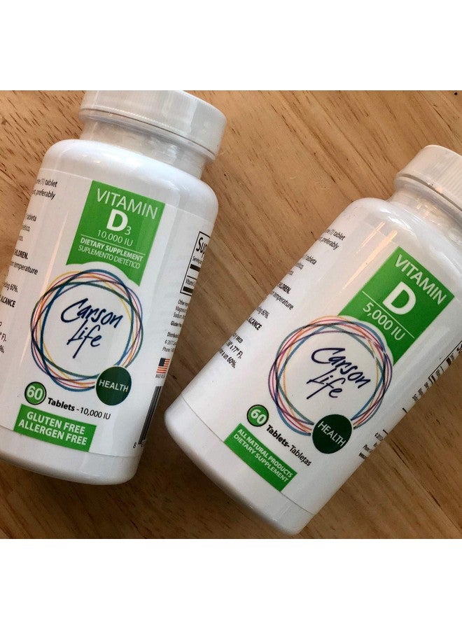 CARSON LIFE Vitamin D 10,000 IU Tablets - Excellent Supplement for Vitamin D Deficiency - Helps Strengthen Bones, Teeth and Immune System - 60 Tablets - Made in The USA - Image 4
