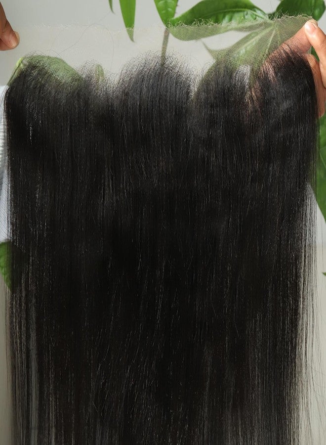 بيوس شعر مستعار أمامي من الدانتيل عالي الدقة من BEEOS Yaki Straight 13x4، يشبه الجلد، مع خط شعر طبيعي نابض بالحياة، وعقد مبيضة، وشعر بشري أسود طبيعي، بطول 18 بوصة. - Image 5