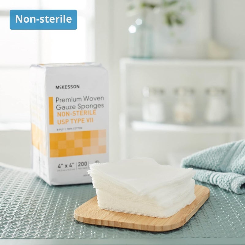 McKesson Premium Woven Gauze Sponges NonSterile 8Ply USP Type VII 100 Cotton 4 in x 4 in 200 per Pack 1 Pack - Image 3