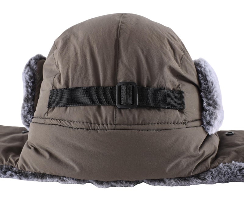 Connectyle Faux Fur Trapper Hat for Men Windproof Trooper Hunting Hat Cold Weather Outdoor Warm Earflap Hat Olive Grey - Image 5
