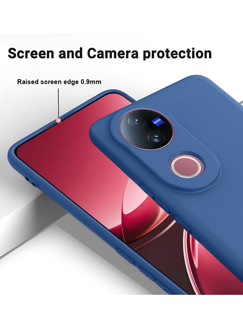 Wtech vivo V50 5G 2025 Premium Soft Liquid Silicone Case Cover - Navy Blue - Image 3