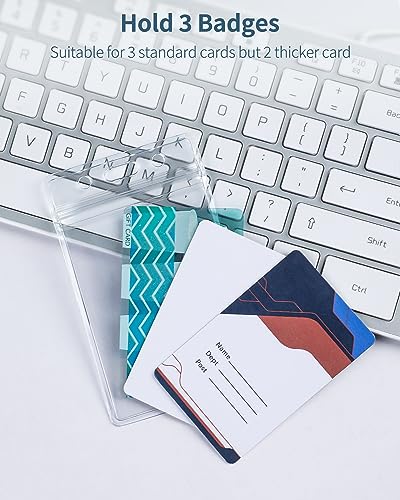 Pawfly 6 Pack Vertical ID Card Badge Holder Waterproof Clear Card Sleeve Case Cover Heavy Duty Card Protector Pouch with Resealable Zip for Proximity Key Card Driver’s License and Credit Card - Image 2