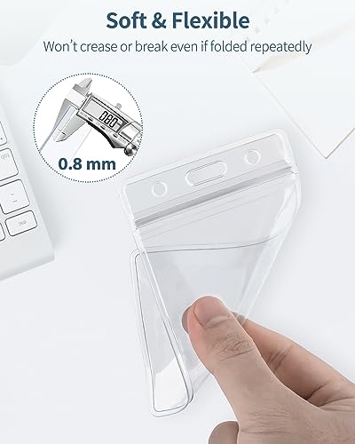 Pawfly 6 Pack Vertical ID Card Badge Holder Waterproof Clear Card Sleeve Case Cover Heavy Duty Card Protector Pouch with Resealable Zip for Proximity Key Card Driver’s License and Credit Card - Image 3