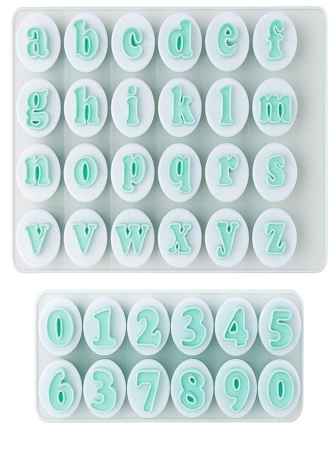 Baking Set 36pcs Push Easy Lower Case Alphabet Letter with Number Cookie Cutter Fondant Cutters Pack of 2 - Image 1