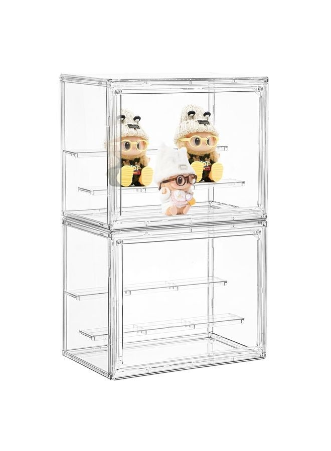 HOMESTAR Display case for Figures with Light Adjustable Display Stand Clear Acrylic Display Box with Door Dust and Moisture Proof Suitable for Lego Collectibles Action Figures Pop Mart