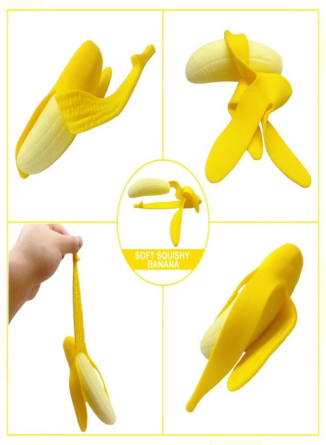 AiSiXin Banana Stress Balls for Adults and Kids, Fruit Squishy Toys, Squeeze Ball, Stretchy Banana Squishy Ball, Banana Stress Ball Sensory Toys for Party Favors - Image 2