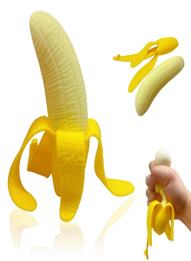 AiSiXin Banana Stress Balls for Adults and Kids, Fruit Squishy Toys, Squeeze Ball, Stretchy Banana Squishy Ball, Banana Stress Ball Sensory Toys for Party Favors - Image 1