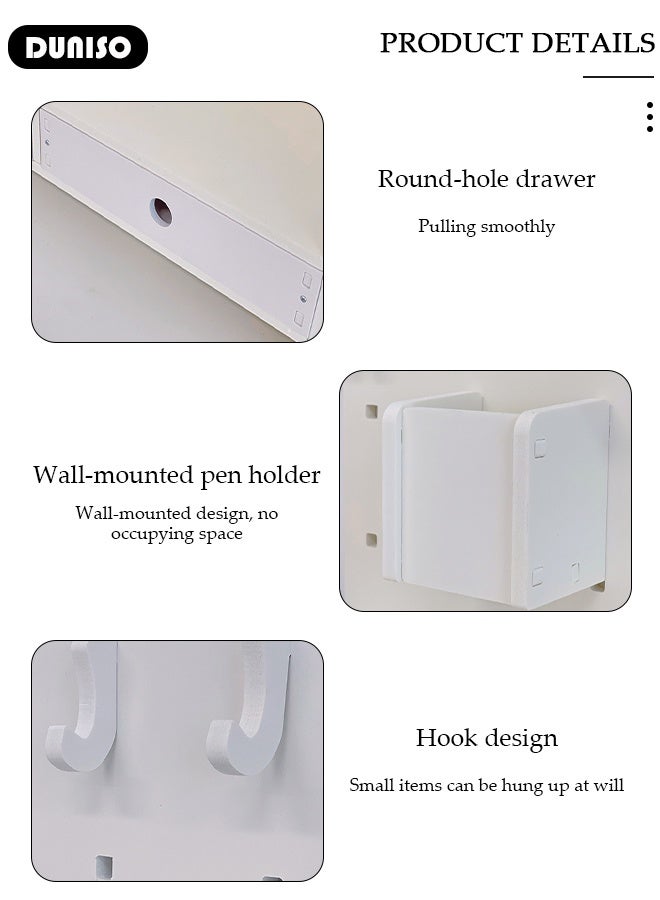 DUNISO Office Desk Organizer, 2-in-1 Desktop Organizer & Pegboard Display Panels with Drawers and Pen Holder Desktop Storage Rack Stationery Organizer for Home Office Art Supplies - Image 3