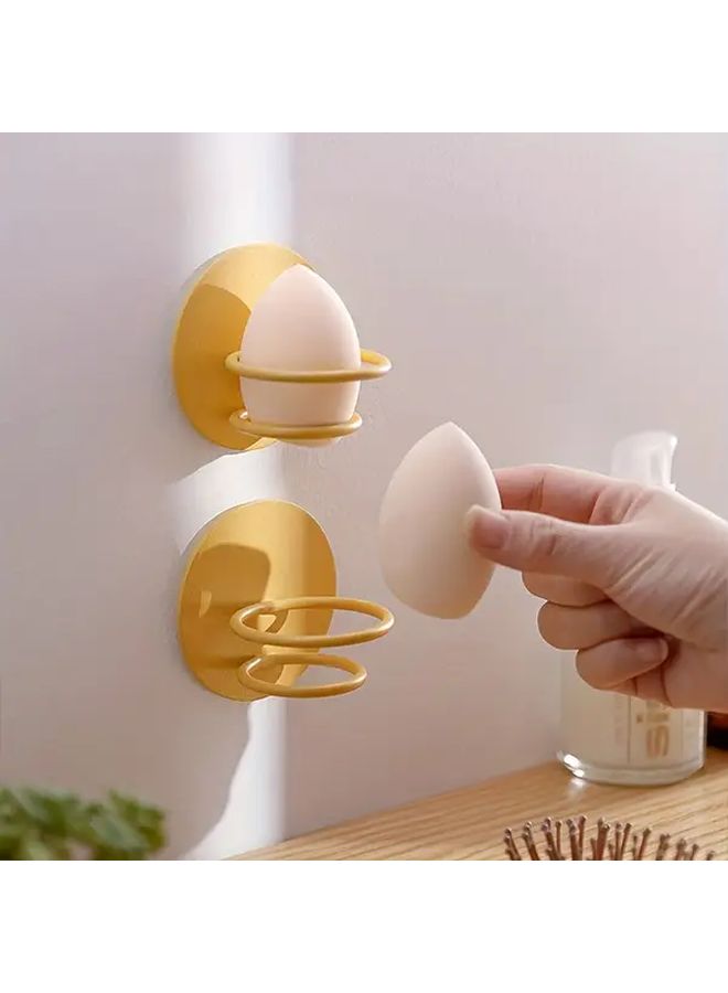 Pink Creative Wall Mounted Stainless Steel Makeup Sponge And Powder Puff Holder With Gourd Shaped Storage Clip Bathroom Organizer Minimalist Design Polished Finish Beauty Egg Storage Rack For Fridge - Image 2
