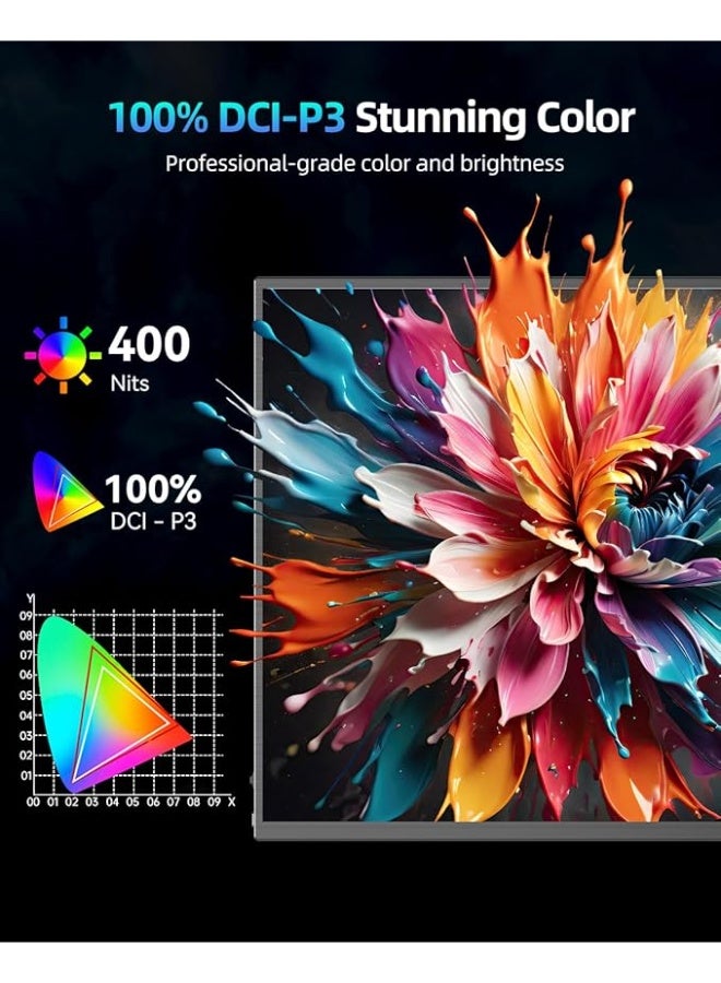 أوبيرفكت شاشة العاب محمولة 2K 144Hz من يو بيرفيكت 18 انش 2560x1600 QHD 100 DCI-P3، شاشة لابتوب فري سينك HDR مع فيسا وحافظة، شاشة ثانية رفيعة بدون اطار مات IPS للعناية بالعين لوحدة تحكم الالعاب - Image 5