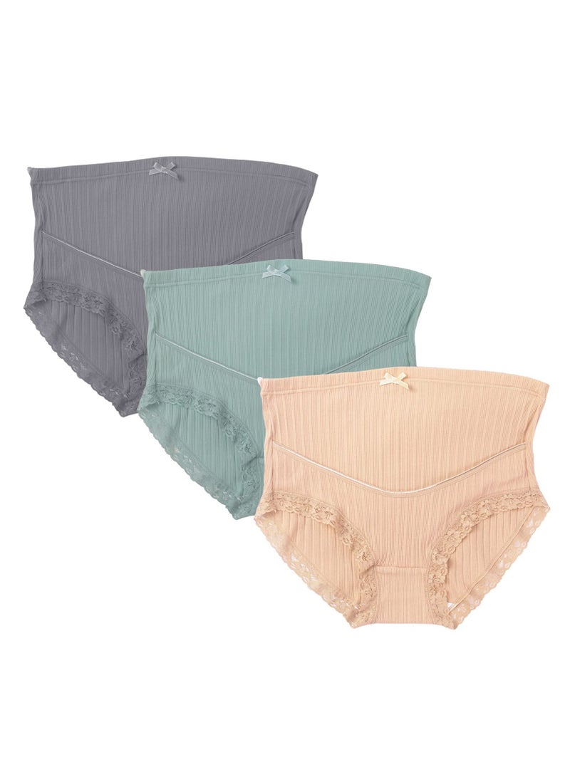 KASTWAVE Women's Maternity High Waist Panties, Maternity Plus Size Underwear Adjustable, Soft Cotton Elastic Postpartum Support Briefs Pregnancy Panties, 3Pcs - 3XL Size - Image 1