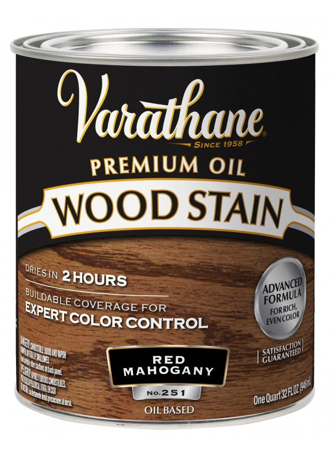 RUST-OLEUM Rust-Oleum Varathane 211724H Premium Wood Stain, Quart, Red Mahogany, 32 Fl Oz  - Image 1