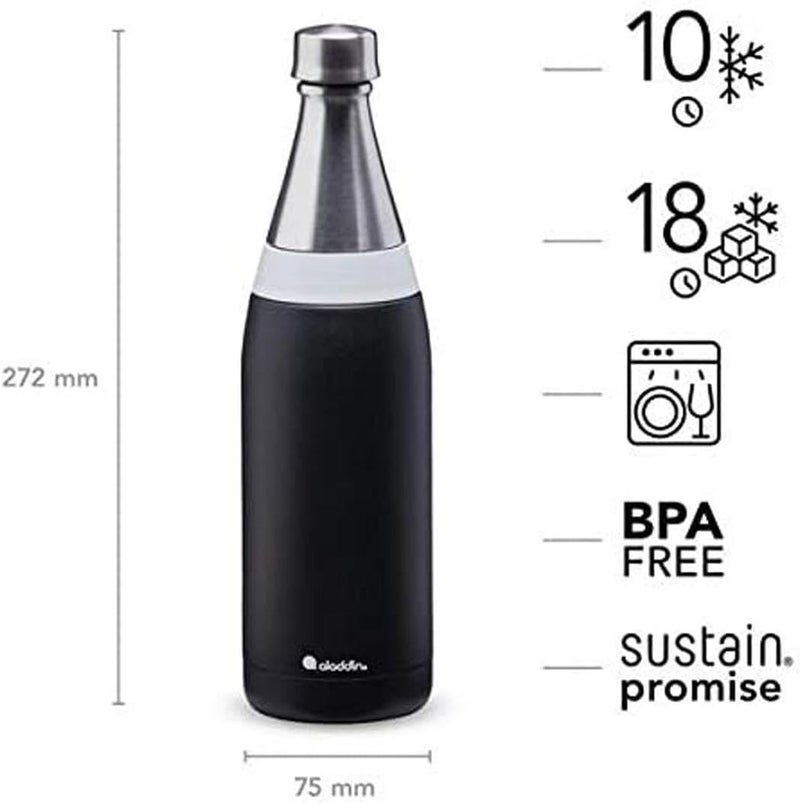 Aladdin Fresco Thermavac Stainless Steel Water Bottle, Lava Black, 0.6L - Image 2