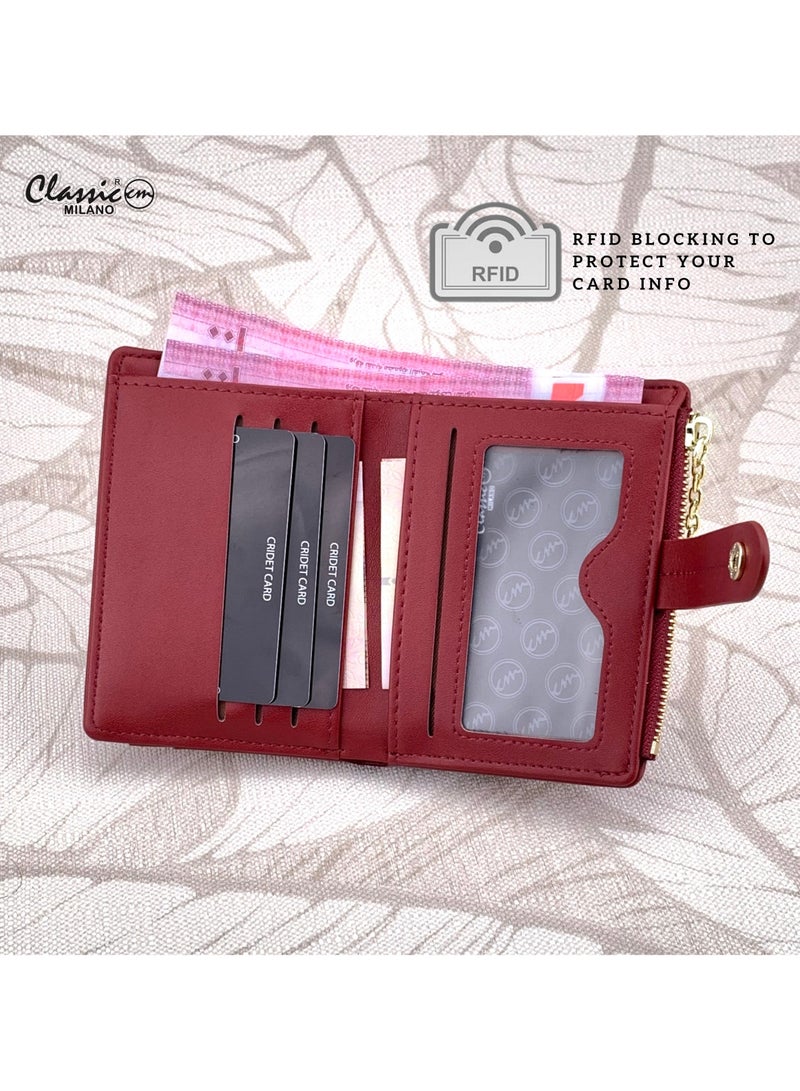 كلاسيك ميلانو - محفظة نسائية أنيقة من الجلد الصناعي مع حافظة بطاقات | محفظة عملات معدنية للنساء | محفظة نسائية نحيفة للاستخدام اليومي والسفر والهدايا - Image 4