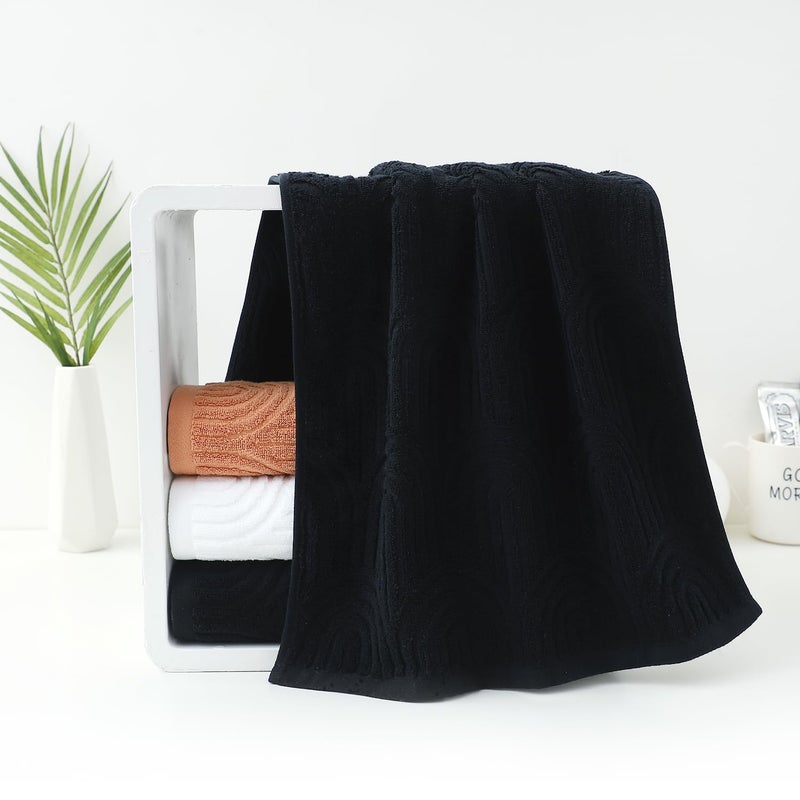 Pidada Hand Towels Set of 4 Striped Pattern 100% Cotton Absorbent Soft Decorative Towel for Bathroom (Black) - Image 3