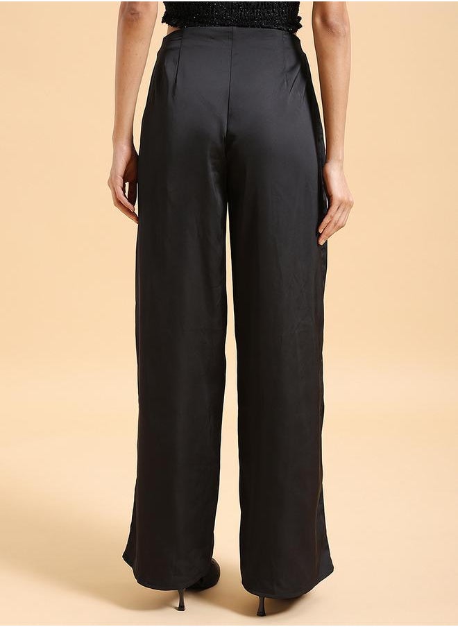 Tokyo Talkies Flared Parallel Trouser with Zip Closure by Styli  - Image 2