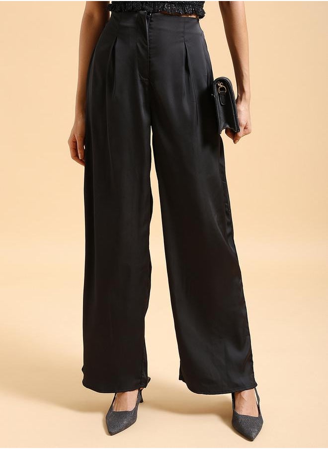 Tokyo Talkies Flared Parallel Trouser with Zip Closure by Styli  - Image 1