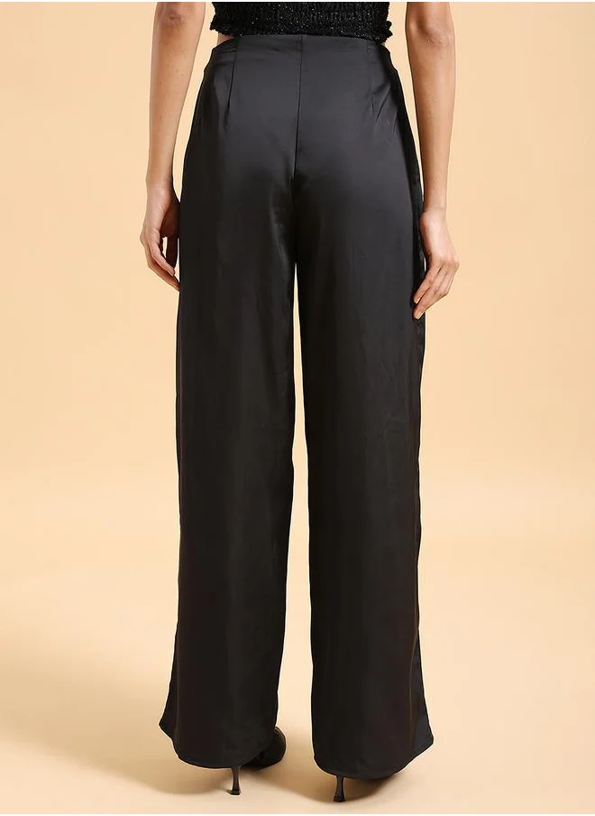 Tokyo Talkies Flared Parallel Trouser with Zip Closure