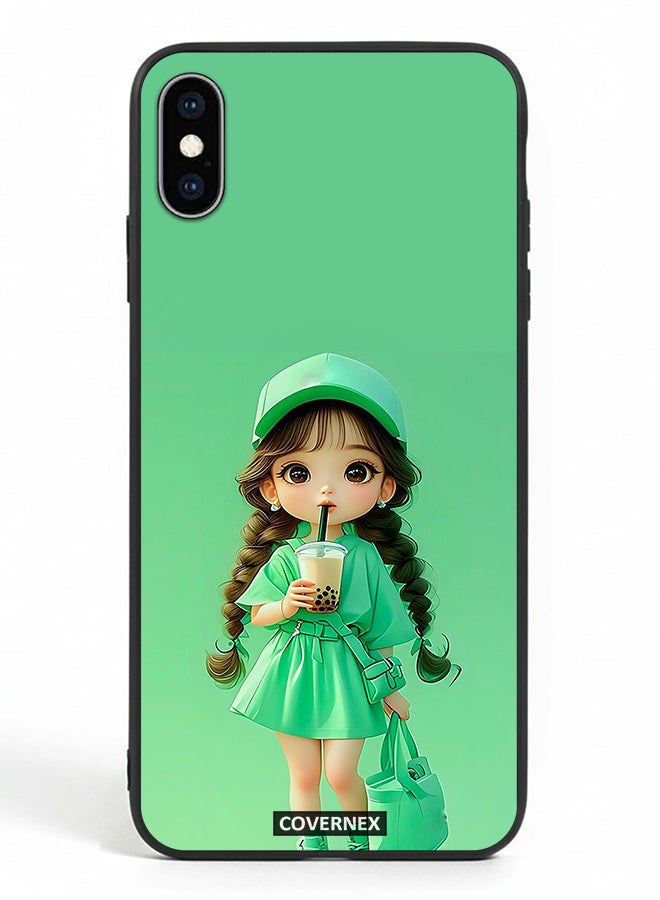Covernex Apple iPhone Xs Protective Case Cover Printed Featuring Boba Girl Chibi Style Fashion - Image 2