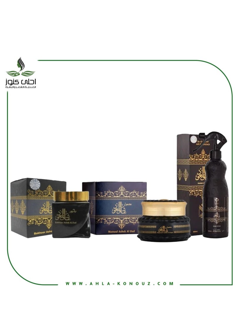ALMAS PERFUMES Ashiq Al Oud Incense 30g Ashiq Al Oud Maamoul 60g Ashiq Al Oud Freshener 480 ml - Image 2