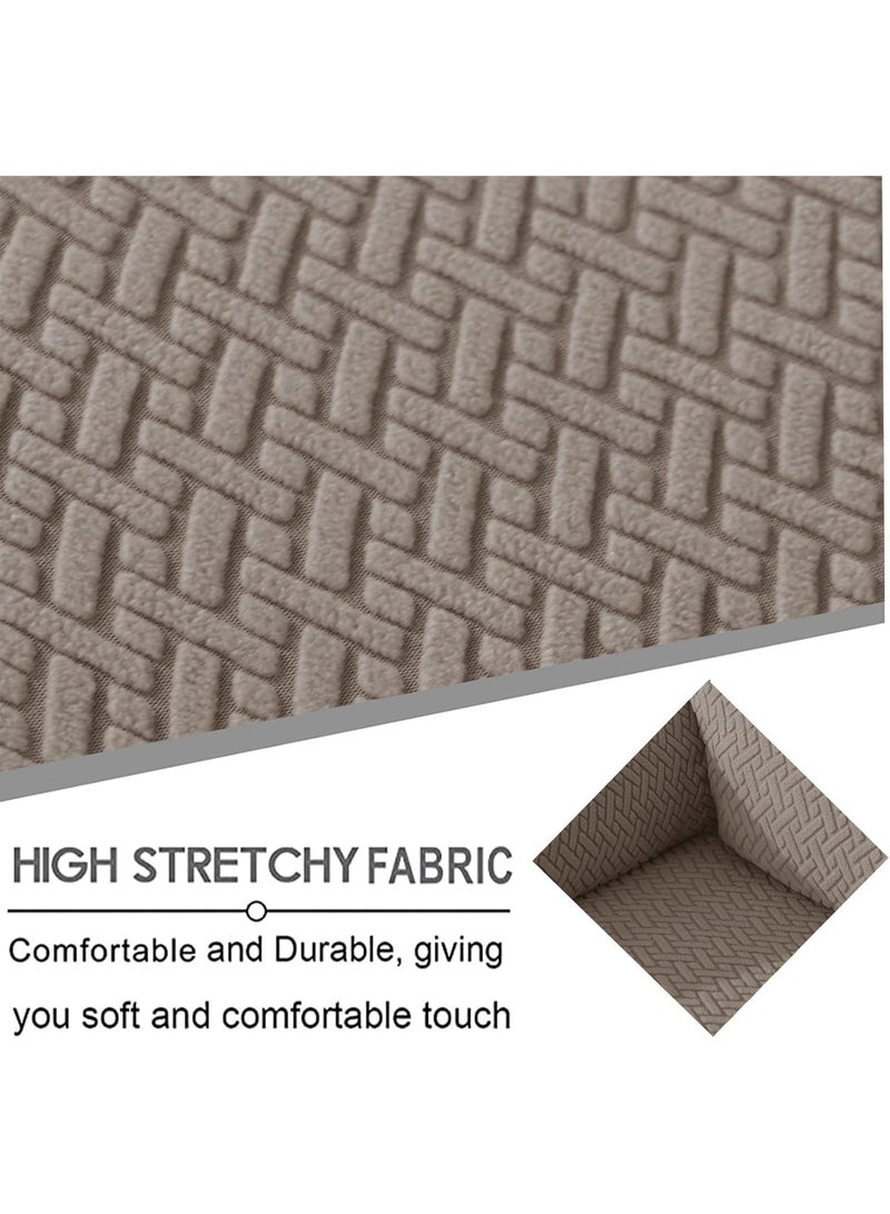 GuRiver Recliner Chair Covers, Stretch Reclining Chair Covers, Recliner Sofa Slipcovers Stripe Jacquard Lazy Couch Covers Furniture Protector Covers for Pet Kid (1 Seater,Brown) - Image 2