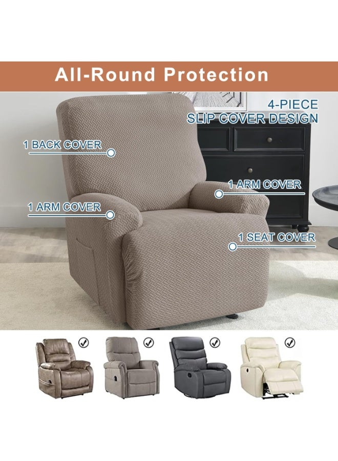 GuRiver Recliner Chair Covers, Stretch Reclining Chair Covers, Recliner Sofa Slipcovers Stripe Jacquard Lazy Couch Covers Furniture Protector Covers for Pet Kid (1 Seater,Brown) - Image 4