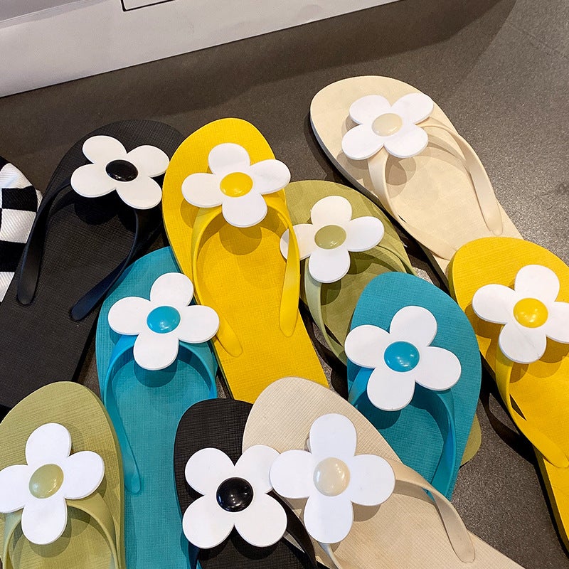 Flower Flip-Flops Women'S Slippers Leisure Vacation Travel Beach Shoes Rubber Foam Soft Bottom Non-Slip Sandals - Image 2