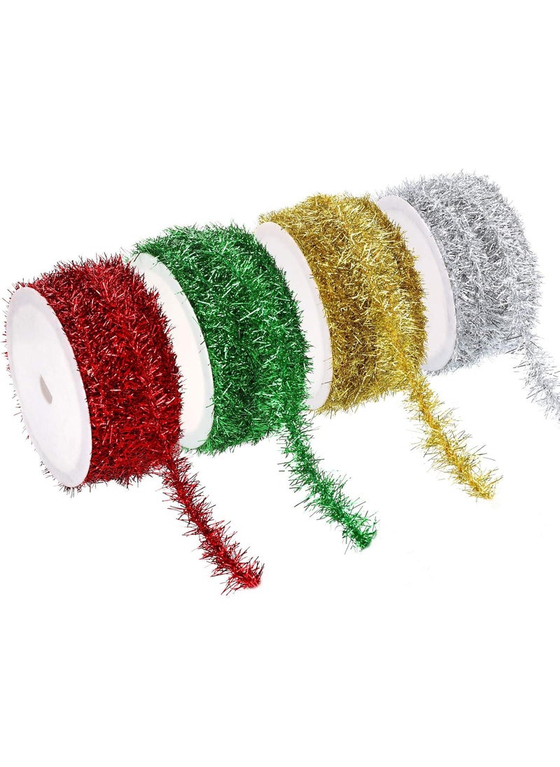 eBoot EBOOT 24 Yards 4 Colors Metallic Wire Twist Tinsel Garland Decorations for Christmas Wedding Birthday Parties  - Image 1