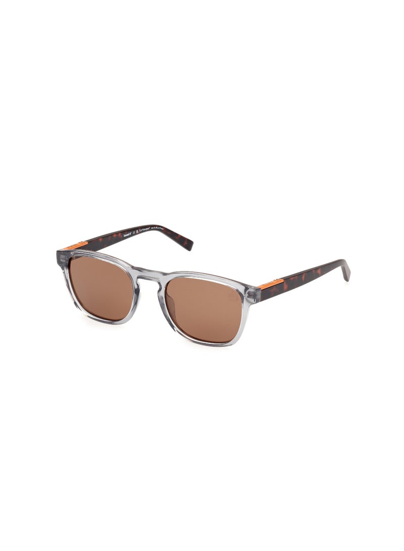 Timberland Men's Round Shape  Sunglasses TB0000720H52 Lens Size: 52 Millimeter - Shiny Grey - Image 1