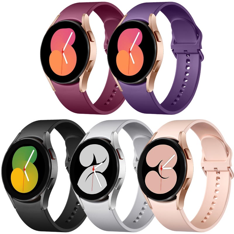 Lerobo 5 Pack Compatible with Galaxy Watch 7 6 5 4 Band 40mm 44mm/ Galaxy Watch 6 4 Classic Band 43mm 47mm 46mm 42mm/Watch 5 pro 45mm,Active 2, 20mm Watch Band Soft Silicone Sport Women Men - Image 1