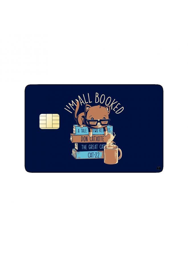 RKN PRINTED BANK CARD STICKER "I'm All Booked" With Cute Cat Drawing With Glasses - Image 2