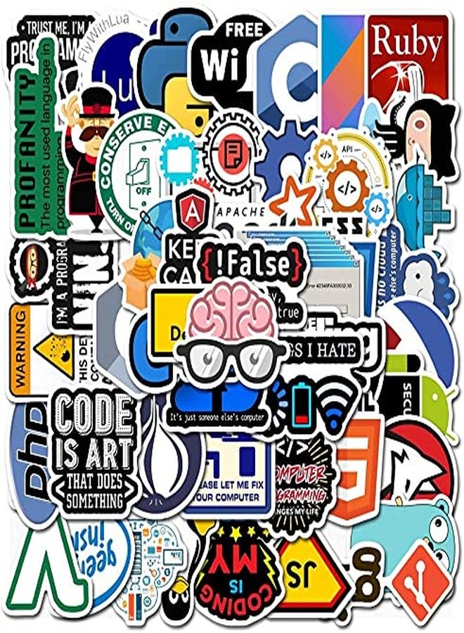 iDream Software Programming Languages Stickers (Set of 50) - Durable, Waterproof, Vibrant Designs, 3-8 cm, Ideal for Laptops, Notebooks, Gadgets and DIY Craft - Image 1