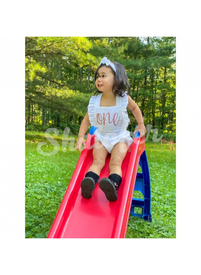 Shalofer Baby Girls First Birthday Outfit One Year Old Birthday Romper Cute Backless Ruffles Jumpsuit with Headband (White,6-12 Months) - Image 3