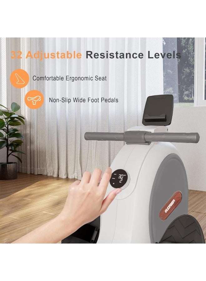 الكوتش آلة تجديف مغناطيسية للاستخدام المنزلي 32 مستوى من المقاومة الهادئة حاجز منزلق مزدوج مع تطبيق أقصى سعة للوزن 350 رطلاً متوافقة مع شاشة LCD Q1S - Image 5