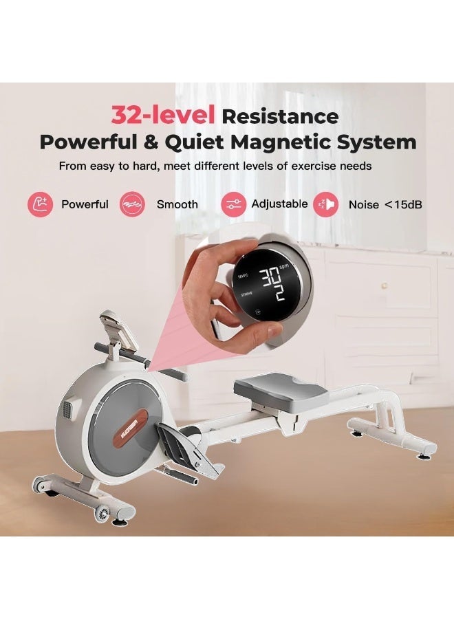 ALCOACH Magnetic Rowing Machine for Home 32 Levels of Quiet Resistance Dual Slide Barrier with App Max Weight Capacity 350 lbs Compatible with LCD Display Q1S - Image 4
