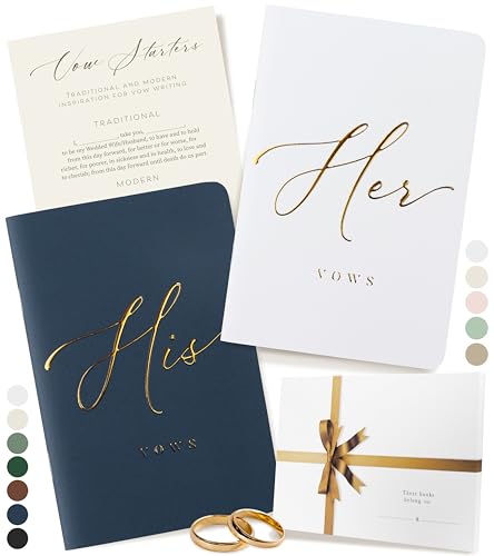 ARTESORI Premium Wedding Vow Book for Her & Him, Soft Touch, Gold Foil, 28 Lined Pages, Wedding Vow Books His and Hers, Wedding Essentials, Wedding Registry Ideas, His and Hers Gifts [White & Navy] - Image 1