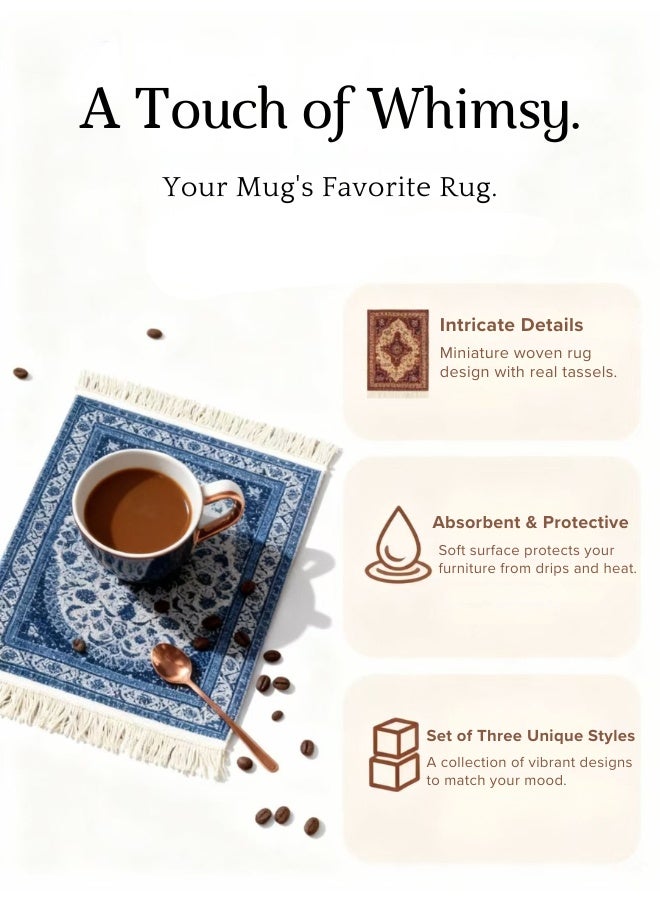 ZAFRA 5-Piece Espresso & Coffee Accessories Kit with Coffee Needle Distributor (WDT Tool) for Breaking Clumps, Coffee Bean Dosing Tray, and 3 Persian Carpet Fabric Coasters with Rubber Backing for Coffee Table - Professional Barista Tools & Perfect Gift - Image 5