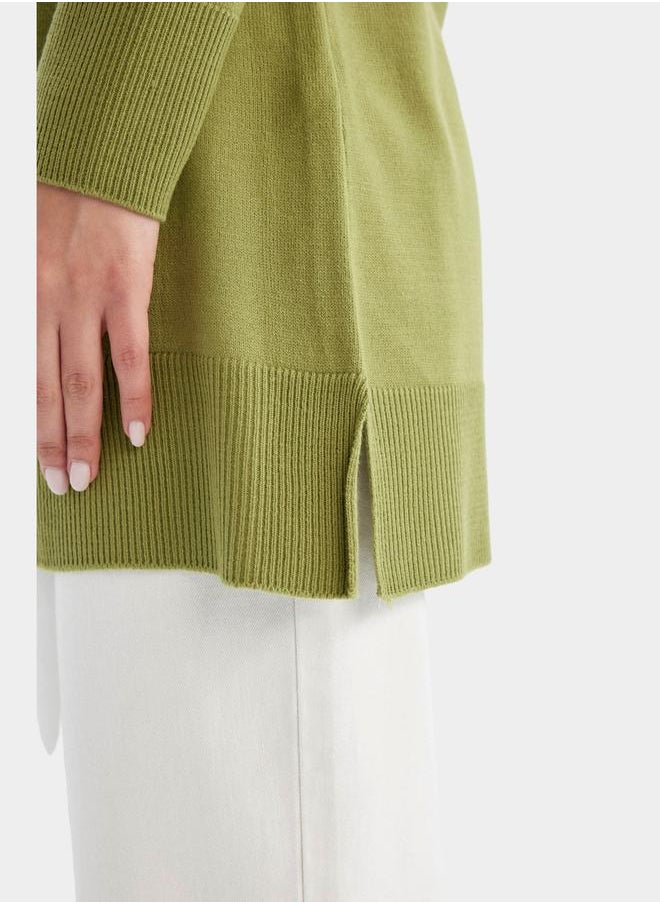 DeFacto - Regular Fit Crew Neck Side Slit Longline Tunic - Image 1