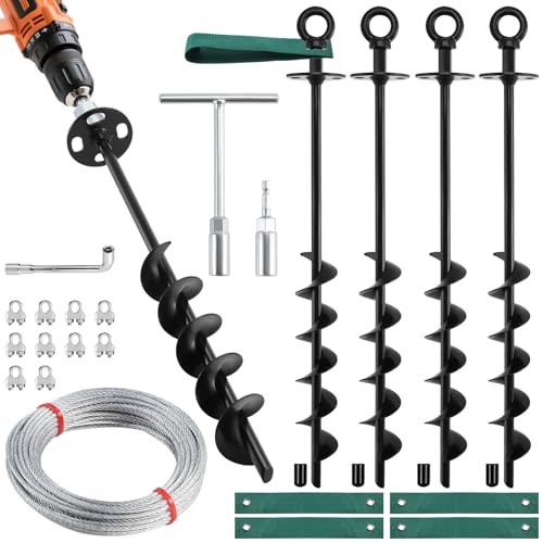 Ciyivak 18 Ground Anchors Screw in Heavy Duty Shed Anchor Kit with Straps Steel Cable Tools Earth Anchors for Mobile Home Carports Swing Set Tree Trampoline Secure Against High Winds4 - Image 1