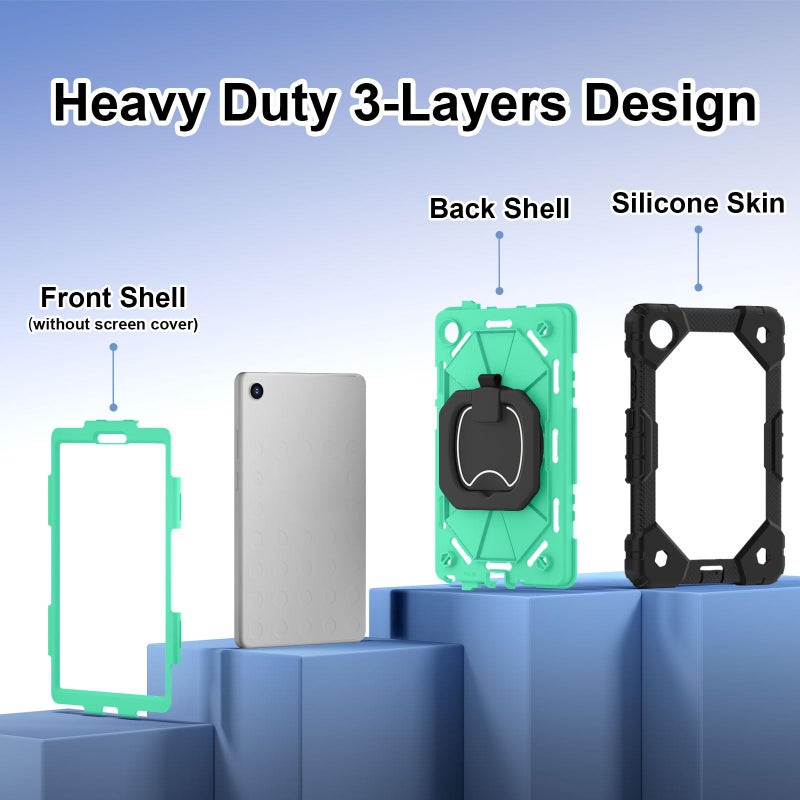 For Lenovo Tab K9 / Tab One Tb-305Fu Contrast Color Robot Silicone Hybrid Pc Tablet Case(Black Mint Green) - Image 3