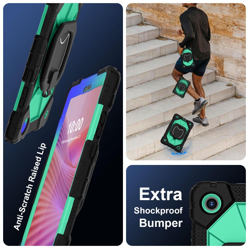 For Lenovo Tab K9 / Tab One Tb-305Fu Contrast Color Robot Silicone Hybrid Pc Tablet Case(Black Mint Green) - Image 4