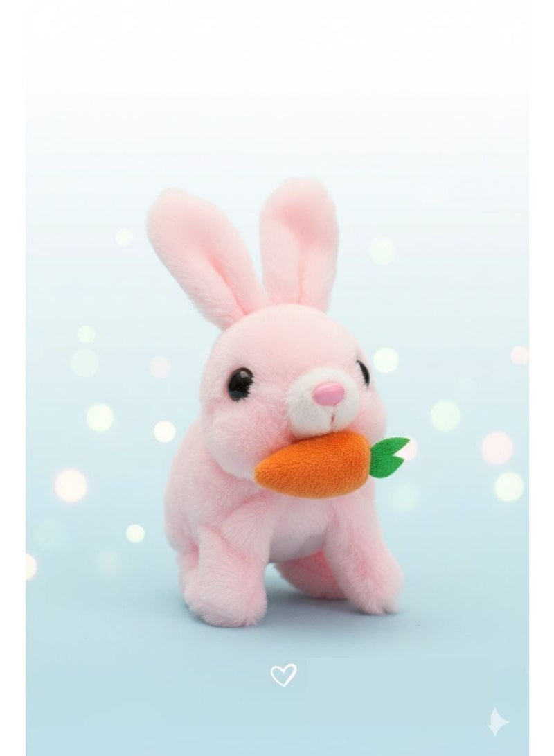 لعبة أرنب تفاعلية إلكترونية محشوة مع أصوات، أرنب يقفز بأنفه مع جزرة، هدية لأعياد ميلاد الأطفال الصغار - Image 1
