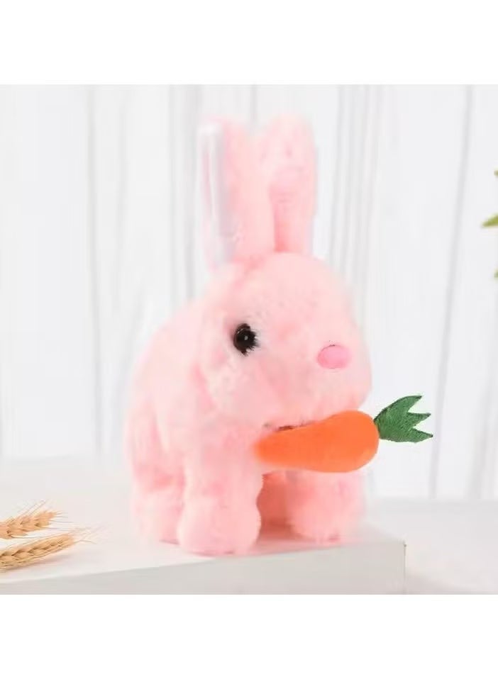لعبة أرنب تفاعلية إلكترونية محشوة مع أصوات، أرنب يقفز بأنفه مع جزرة، هدية لأعياد ميلاد الأطفال الصغار - Image 2