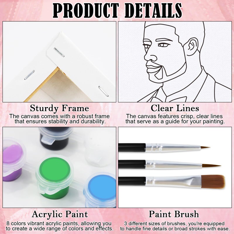 Nuberlic Couples Date Night Painting Kit Playing Card Sip and Paint Kit for Adults Pre Drawn Canvas for Painting for Adult Love Couple Pre Drawn Stretched Canvas Kit Art Set 2 Pack 8"x10" - Image 4