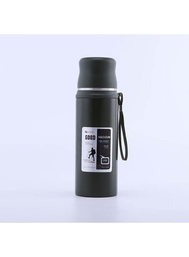 One Cup Double Cover Car Sports Water Cup Stainless Steel Thermos Cup Outdoor Mountaineering Water Kettle With Handler Portable Space Pot
